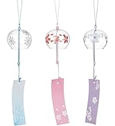 BENECREAT 3PCS Japanese Wind Chimes Pink/Blue/Purple Glass Wind Bells Handmade Pendants for Birth...