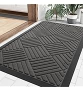 Smiry Front Door Mat Outside Entrance, Heavy Duty Outdoor Indoor Mat, Natural Rubber Doormat, Non...