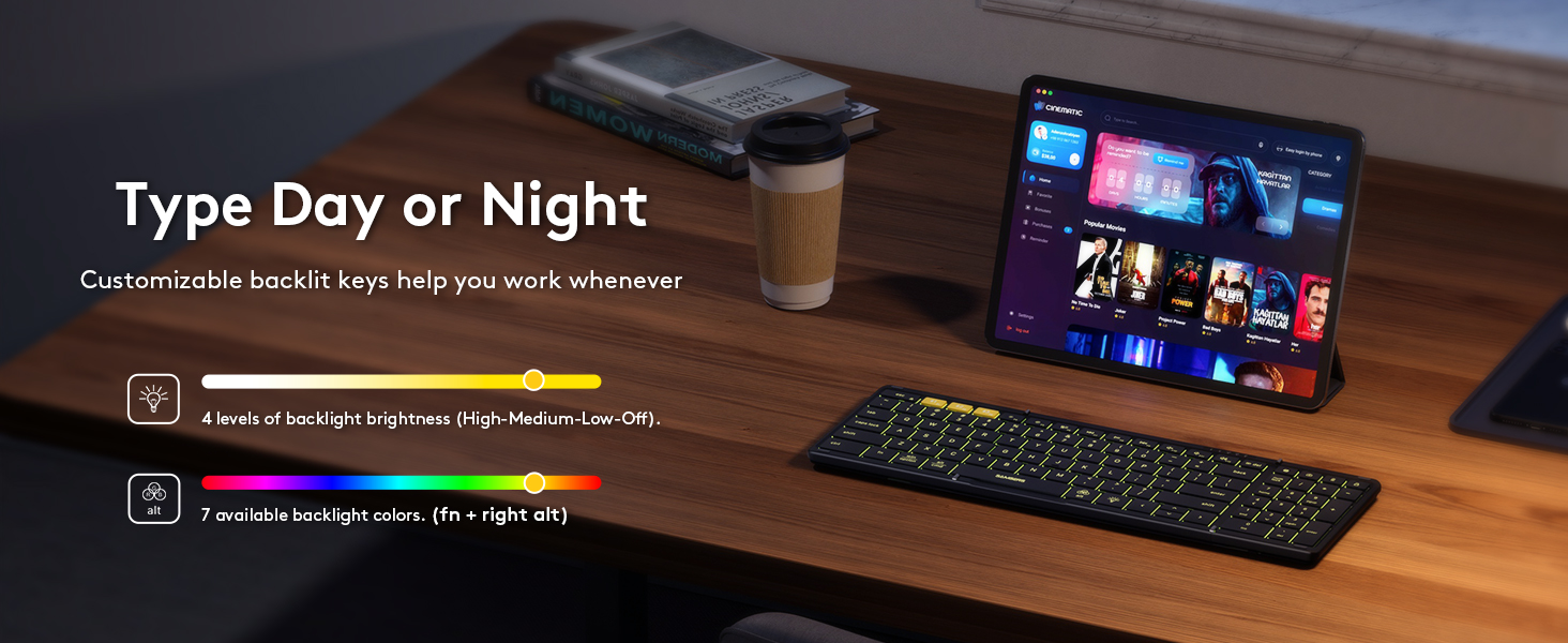 folding keyboard with blacklight