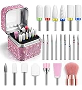 Nail Drill Bit Set for Beginners: 22pcs Nail Bits with Portable Holder Case- 3/32'' Ceramic Diamo...