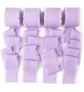 Mlurcu Light Purple Fringe Chiffon Silk Ribbon 1-1/2 Inch x 40Yd Lilac Lavendar Ribbons Set Handm...