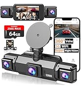 4 Channel Dash Cam Front and Rear Cabin, Night Vision 8 IR Lamps Dash Camera for Cars, 5G WiFi fo...