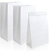 BadenBach 50 Pack 12 Lb White Paper Lunch Bags, 12.5" x 7" x 4.3" Large Bread Bags Bulk, Heavy Du...