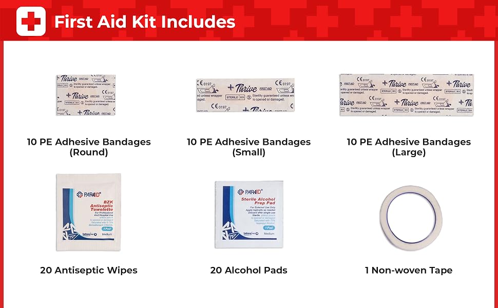 Thrive Mini First Aid Kit Travel Size (66 Piece) 