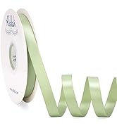 Ribbli Dusty Sage Satin Ribbon Double Faced Satin 1/2 inch x Continuous 50 Yards-Spring Moss Ribb...