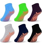GRPSKCOS Boys Grip Socks 6 Pairs Kids Grip Socks Trampoline Sock Anti-Skid Ankle Sticky Sock for ...