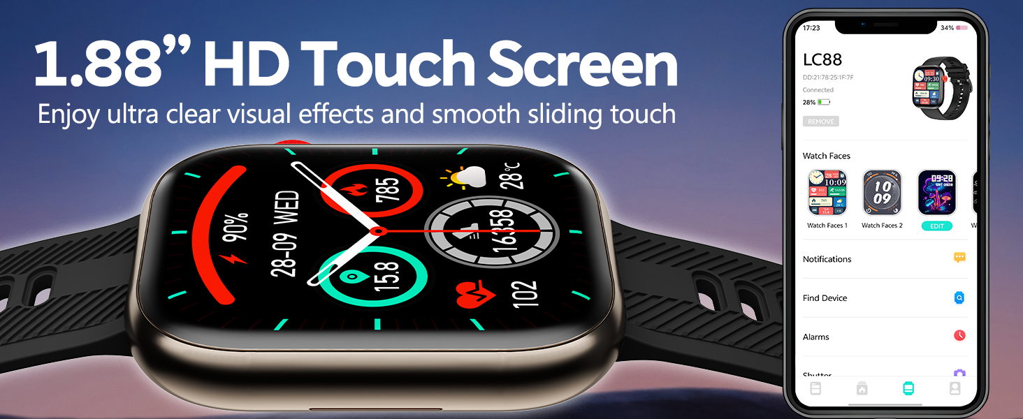 1.88&amp;#34; HD Touch Screen Enjoy ultra clear visual effects and smooth sliding touch