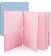 Plastic Pocket Folders?2 Pockets and 3 Dividers, Letter Size – Fits 3-Ring Binders – School Folde...