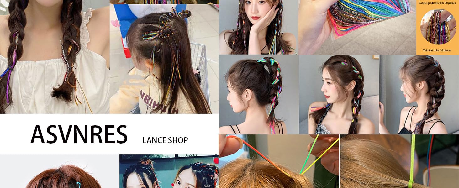 Hair Braids Assorted Mix Colorful Gradient Color Hair Wrap String Rope Strands