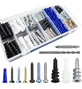 Self-Drilling Drywall Anchors Assortment Kit – 182 Pcs for Concrete, Drywall,sheetrock Anchors, a...