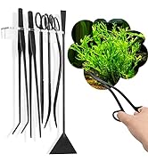 NEPTONION 8 in 1 Aquascaping Tool Kit with Acrylic Storage Rack, Black Steel Aquatic Landscaping ...