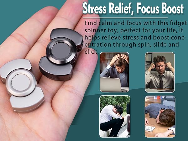 fidget spinner,metal magnetic fidget toy slider EDC Stainless Steel Titanium Black Silver Small