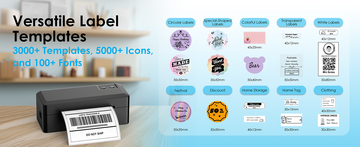 Bluetooth Thermal Shipping Label Printer, 4x6 Wireless Thermal Address Label