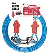 Petest Reflective Tie Out Cable with Crimp Cover for Medium Dogs Up to 60 Pounds, 30 Feet
