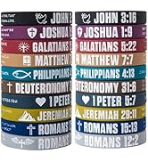 CYCLUSIVE 12 Pieces Christian Bible Verses Silicone Wristbands-Popular Bible Verses Faith Rubber ...