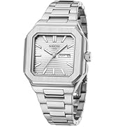 NIBOSI Men Watches Analog Quartz Stainless Steel Silver Watches for Men Waterproof Business Class...