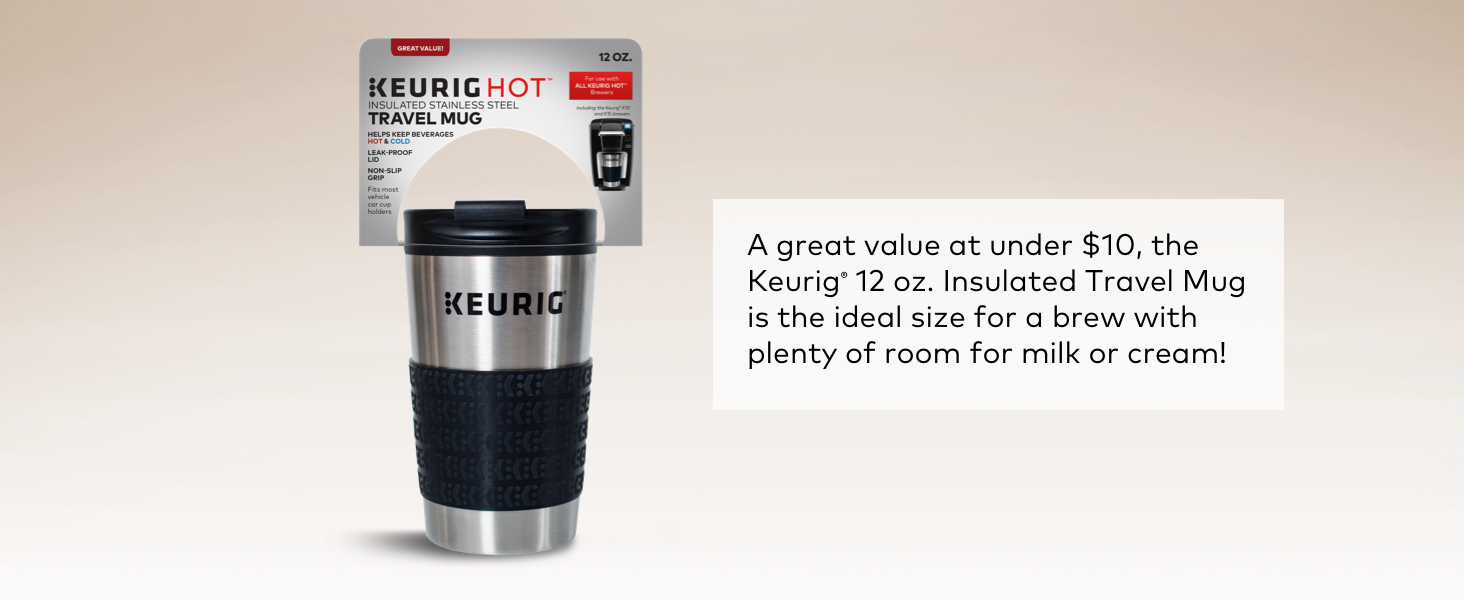 Keurig travel mug, mini travel mug, 12oz travel mug, keurig mug, keurig cup, k-cup pod mug