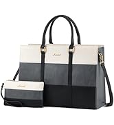 LOVEVOOK Laptop Bag for Women, 15.6 Inch Laptop Tote Bag, Vintage Leather Work Bags for Women, Wa...