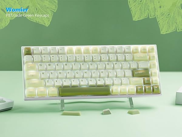 Womier PBT Keycaps Green, Jade Keycaps 60 75 100 Percent, Translucent Key caps Custom