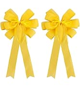 RIBBOOO 2 Pack Yellow Christmas Tree Bows 12x20inch Large Burlap Wreath Bow with Glitter String f...