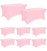 JALANCY 8 Pack 6FT Spandex Table Covers Fitted Rectangle Tablecloth Washable Wrinkle Resistant St...
