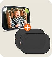 Onco Baby Car Mirror &amp; Car Window Shades Bundle (18.9? × 12?) - UPF 50+ Car Window Shade for Baby...