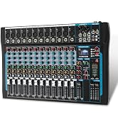 SIKUING 12 Channel Audio Interfacer Sound Board Mixer DJ Mixer 16-Bit DSP Effect USB Audio Mixer ...