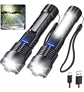 Ewenele Rechargeable Flashlights High Lumens 2 Packs, 980,000L Super Bright Zoomable Tactical Fla...