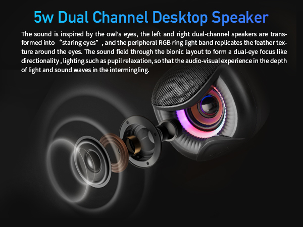 5 Watt Dual Channel Owl Computer Speakers