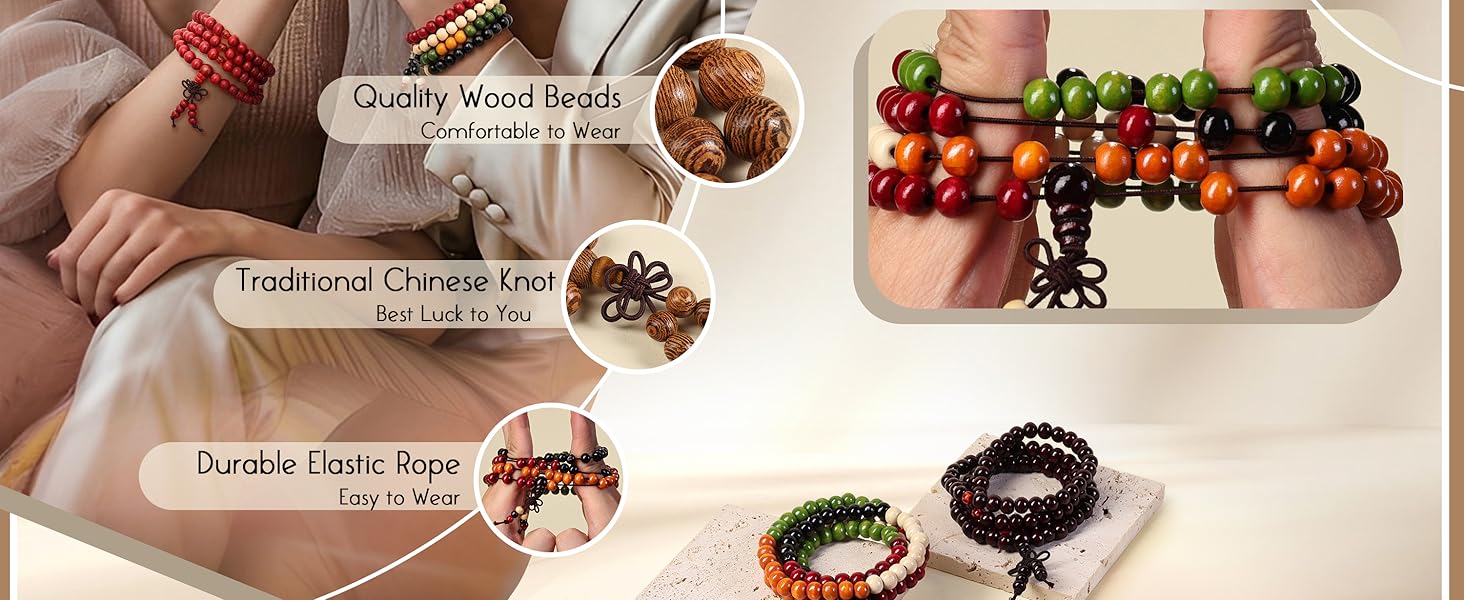 LOYALLOOK 8Pcs 108 Mala Bead Bracelets