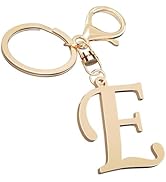 Cute Stainless Steel Gold Initial Letter Keychain for Women Girl, Charms for Key Handbag Backpack...