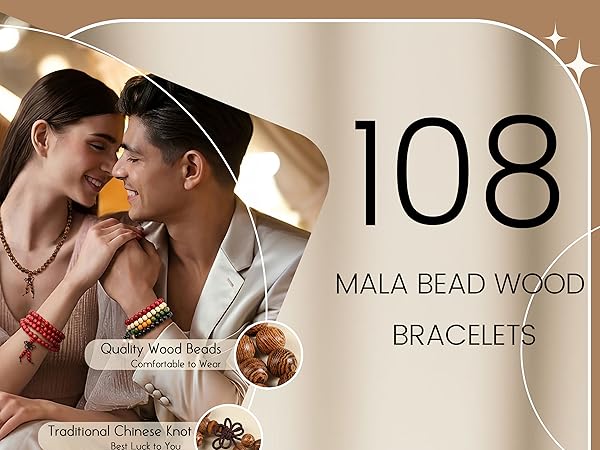 LOYALLOOK 8Pcs 108 Mala Bead Bracelets
