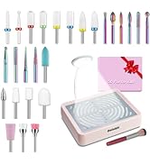 Nail Dust Collector Nail Tech &amp; 26PCS Nail Drill Bits Set, 3/32 Professional Nail Bits Vacuum Dus...