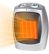 Ceramic Space Heater, 750W/1500W Portable Electric Heater with Adjustable Thermostat, Normal Fan ...