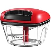 Manual Food Processor Vegetable Cutter, Geedel Pull Chopper with String, Food Chopper Vegetable C...