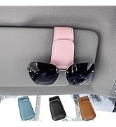 TILDOSAC Sunglasses Holder for Car Visor, Leather Magnetic Sunglass Holder for Car with Clip, Pink