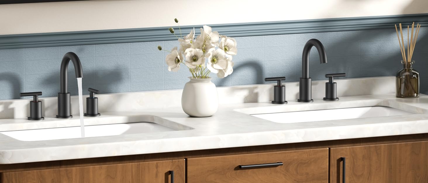 3 HOLE BLACK BATHROOM FAUCET
