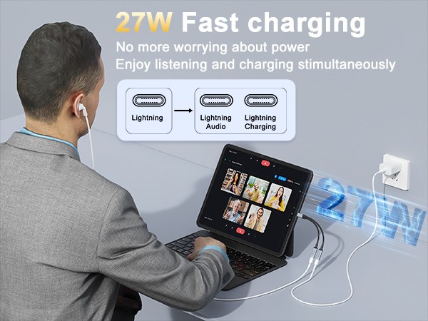 lightning to audio and charge adapter