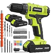 PULITUO'S 20V Cordless Drill/Driver, Electric Screwdriver - 2 Batteries, 30Nm, 21+1 Torque, 2 Spe...