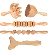 Komogir Wood Therapy Massage Tools 5-in-1 Lymphatic Drainage Massager Maderoterapia Kit Wooden Ma...