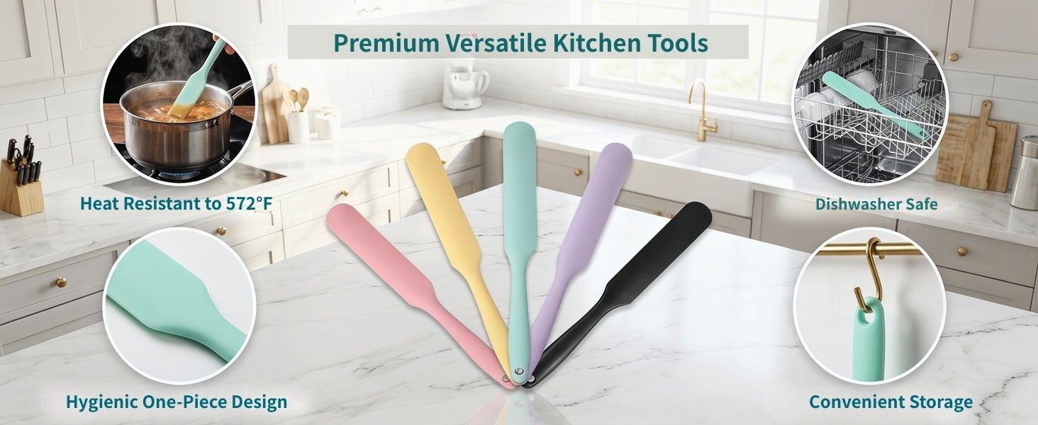 silicone spatula dishwasher safe, hygienic one-piece design, hanging hole for convenient storage