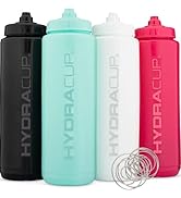 Hydra Cup Sport [4 Pack] 32 oz Squeeze Water Bottles, Fast Flow Sports Water Bottle with Ball Ble...