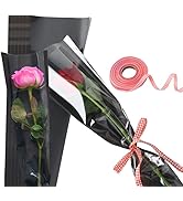 UnnFiko 50 Pack Single Rose Flower Sleeves for Bouquets, Flower Wrapping Paper Floral Wrap Bags w...