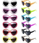 12 Pack Neon Colors Heart Shape Party Favors Sunglasses Unisex Wholesale
