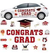JarThenaAMCS 28Pcs Graduation Car Magnets 6 Inch Congrats Grad Cap Refrigerator Stickers Automoti...