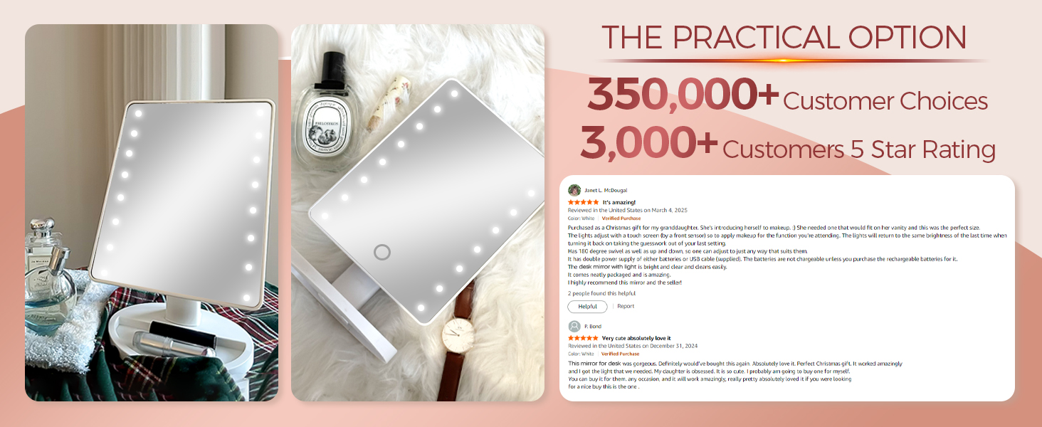 desk mirror with light great reviews from women and teen girls, perfect for travel grooming