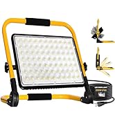 200W LED Work Light, 20000LM IP66 Waterproof LED Flood Light, 13.1ft 4M Cord with Plug, 6500K Con...