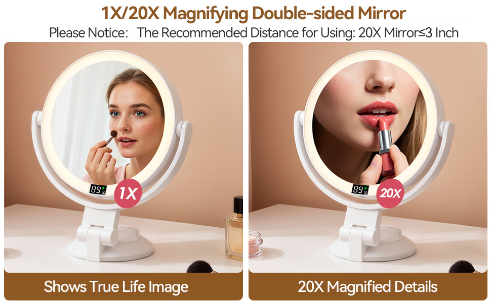 lighted makeup mirror with magnification