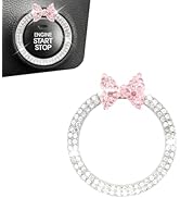 Teybouk Bow Tie Push Start Button, Alloy Rhinestone Decorative Ignition Ring, Bling Car Start Sto...
