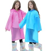 HOOMBOOM 2 Pack Waterproof Raincoats for Kids Reusable,EVA Rain Ponchos Emergency Rain Jacket for...